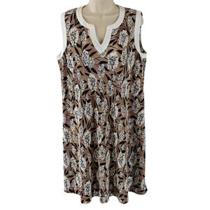 Nina Leonard Floral Black ,Tan, And White Dress